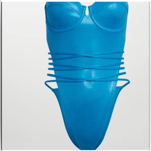 Rare!!! IVY PARK adidas metallic glitter aqua turquoise teal swimsuit s… - Picture 3 of 10